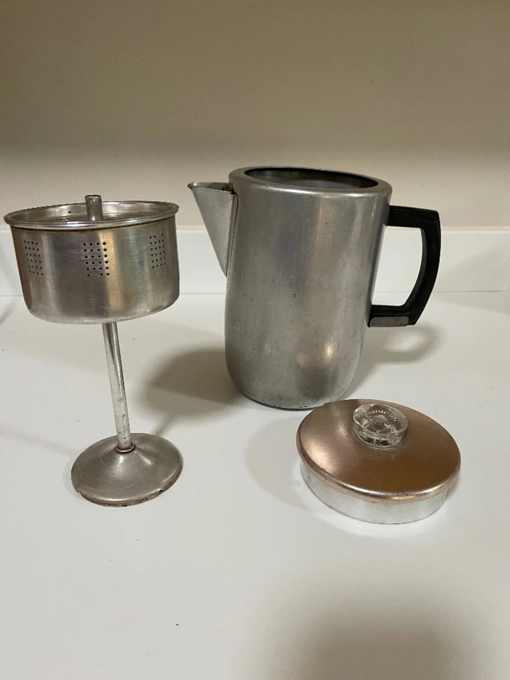 Vintage Mid Century Grant Maid Aluminum 9 Cup Coffee Stovetop Percolator